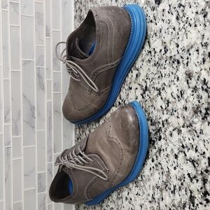 Gray Leather Cole Haan Original Grand 0S Wingtip Oxford Dress Shoes sz 11M blue